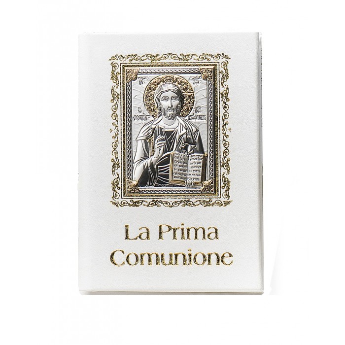 LIBRICINO IN PELLE BIANCA PRIMA COMUNIONE