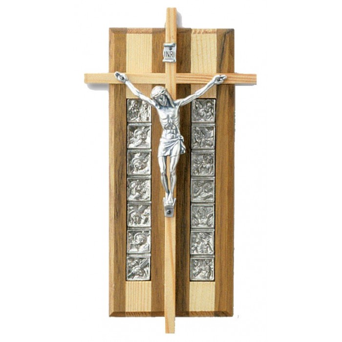 VIA CRUCIS IN LEGNO E METALLO CON CRISTO CROCIFISSO