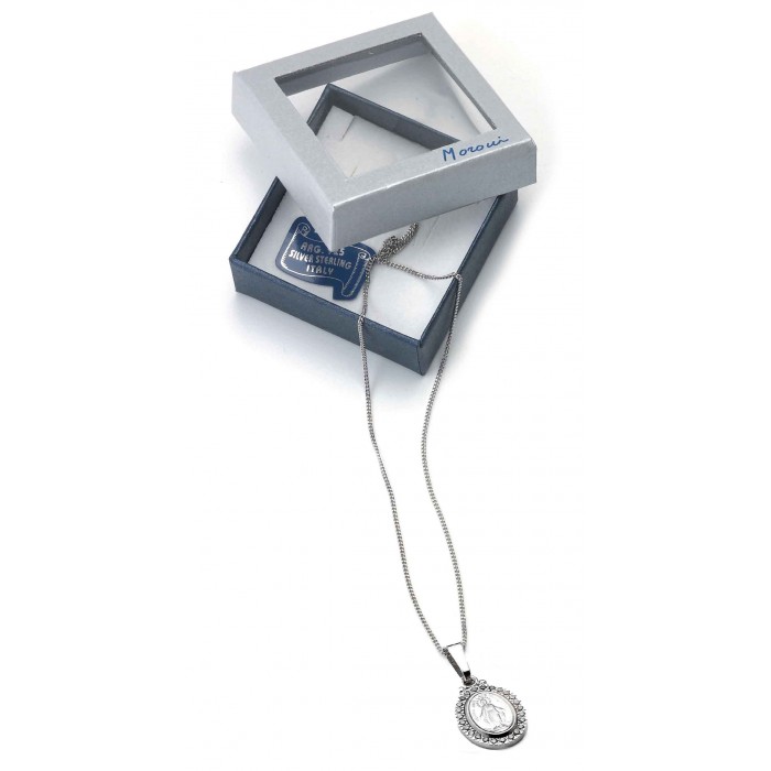 MEDAGLIA MADONNA MIRACOLOSA IN ARGENTO CON CATENINA