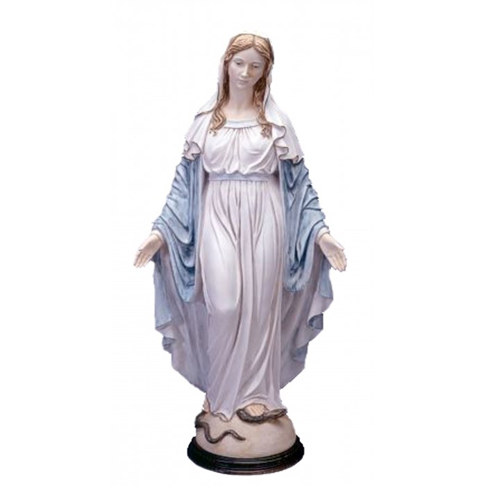 STATUA VERGINE IMMACOLATA IN POLVERE DI MARMO DIPINTA H.90 CM