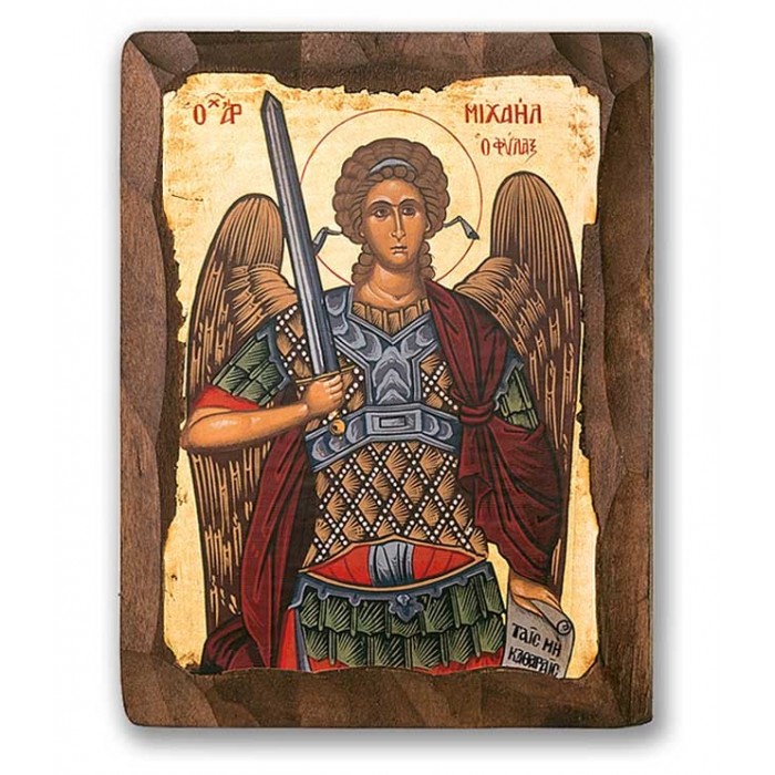 Icona Arcangelo Michele consacrato LEGNO BOARD икона архангел михаил 10x12x1,8 cm 