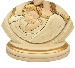 Madonna con Bambino Moderna Quadro Ovale Ceramica e Polvere di Alabastro