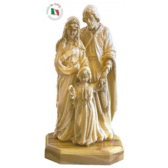 STATUA SACRA FAMIGLIA IN LEGNO ULIVO NATURALE