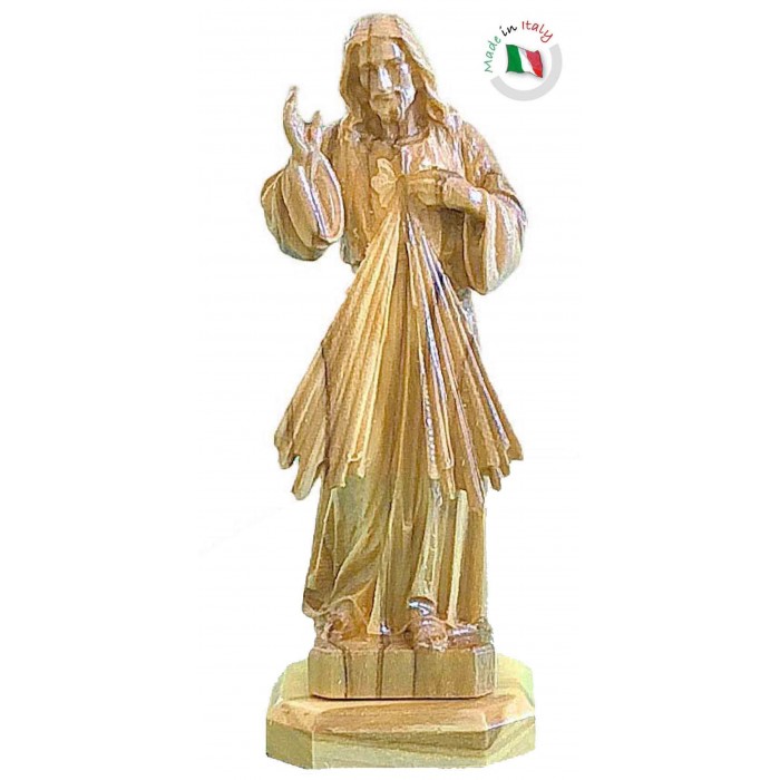 STATUA GESÙ MISERICORDIOSO IN LEGNO ULIVO NATURALE