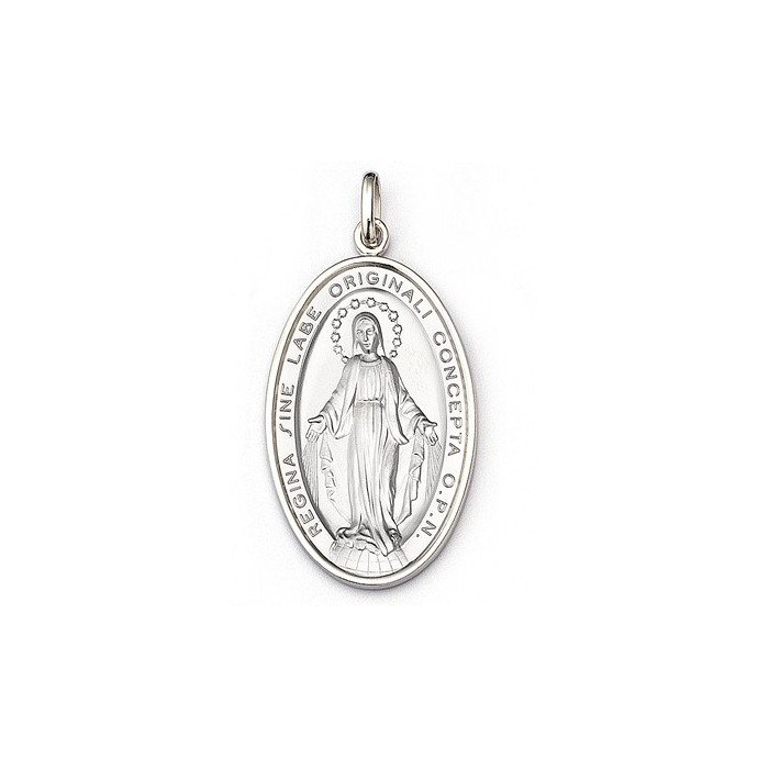 MEDAGLIA MADONNA MIRACOLOSA IN ARGENTO 925‰ RODIATO