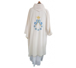 veste dalmatica diaconale con con simbolo mariano ricamato
