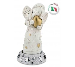 statuina angelo con decorazioni natalizie