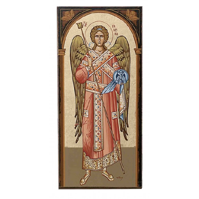 Icona Legno San Gabriele Arcangelo Su Tela Serigrafata Artesacrashop Dimensioni Cm 18 5 X 8 5