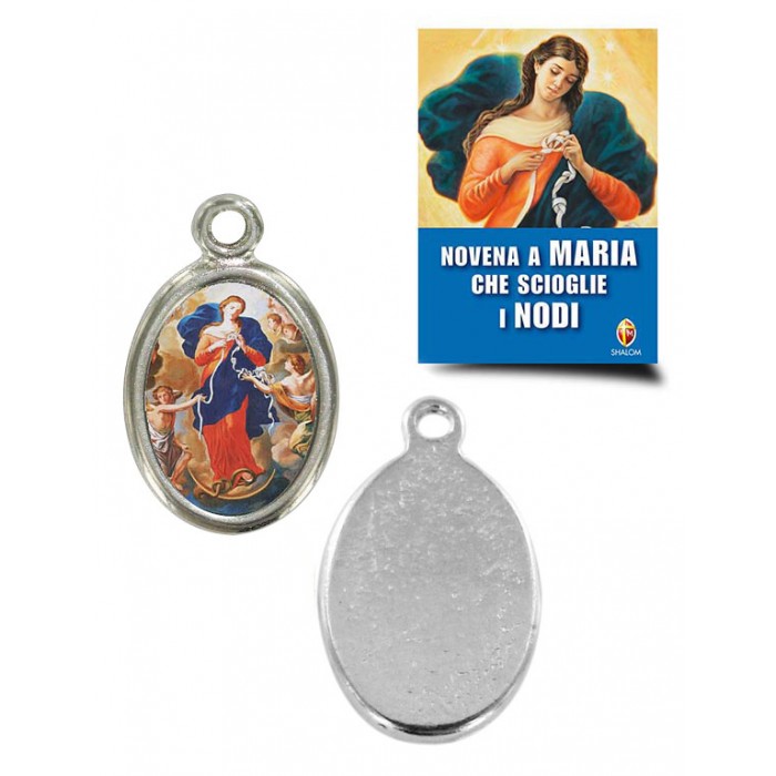 MEDAGLIETTA OVALE MARIA CHE SCIOGLIE I NODI E LIBRO NOVENA