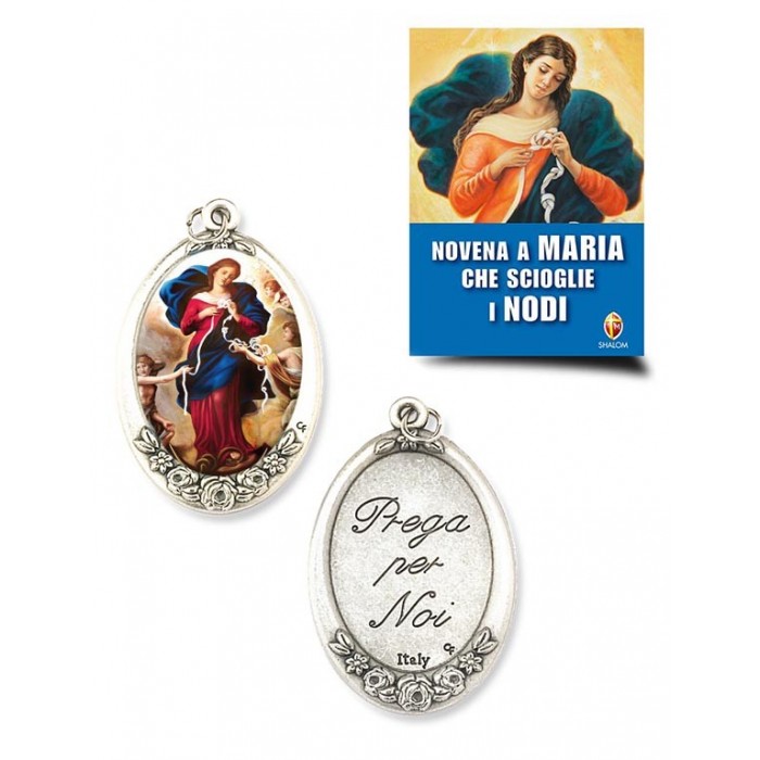 Immaginetta "Novena a Maria che scioglie i nodi" e collana con medaglietta 