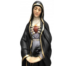 Statua Madonna Addolorata con Cuore Trafitto in vetroresina dipinta a mano