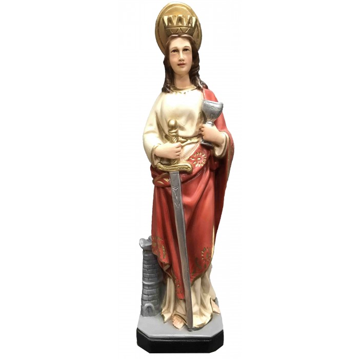 statua santa barbara in resina dipinta a mano