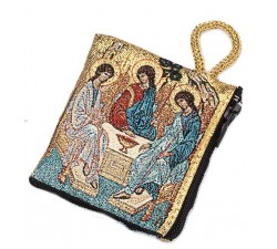 Borsellino Portarosario in Tessuto Decorato Santissima Trinità